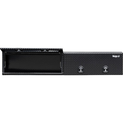 Buyers Products 96-in x 18-in x 16-in Gloss Black Diamond Tread Aluminum Topsider Truck Box with Flip-Up Doors - 1721770