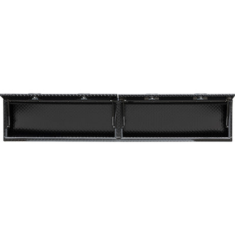Buyers Products 96-in x 18-in x 16-in Gloss Black Diamond Tread Aluminum Topsider Truck Box with Flip-Up Doors - 1721770