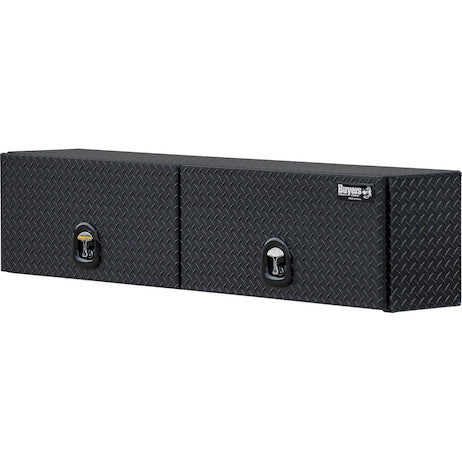 Buyers Products 88-in x 16-in x 13-in Matte Black Diamond Tread Aluminum Topsider Truck Box with Flip-Up Doors - 1722356
