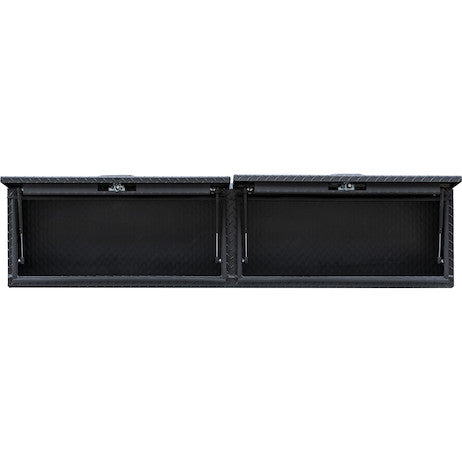 Buyers Products 88-in x 16-in x 13-in Matte Black Diamond Tread Aluminum Topsider Truck Box with Flip-Up Doors - 1722356