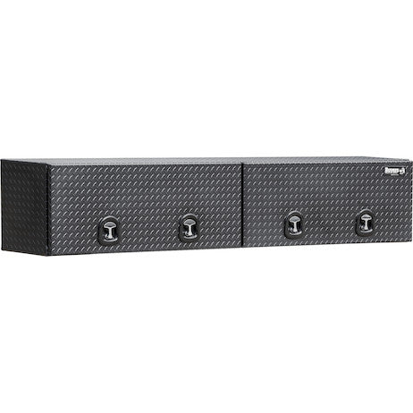 Buyers Products 96-in x 16-in x 13-in Matte Black Diamond Tread Aluminum Topsider Truck Box with Flip-Up Doors - 1722361