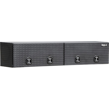 Buyers Products 96-in x 16-in x 13-in Matte Black Diamond Tread Aluminum Topsider Truck Box with Flip-Up Doors - 1722361
