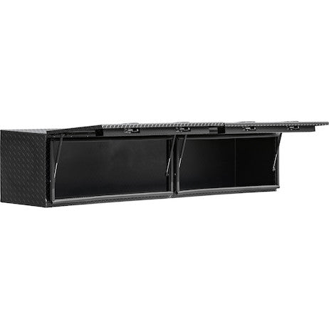 Buyers Products 96-in x 16-in x 13-in Matte Black Diamond Tread Aluminum Topsider Truck Box with Flip-Up Doors - 1722361