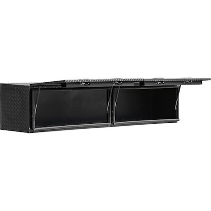 Buyers Products 96-in x 16-in x 13-in Matte Black Diamond Tread Aluminum Topsider Truck Box with Flip-Up Doors - 1722361