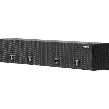 Buyers Products 96-in x 16-in x 13-in Matte Black Diamond Tread Aluminum Topsider Truck Box with Flip-Up Doors - 1722361