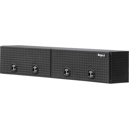 Buyers Products 96-in x 16-in x 13-in Matte Black Diamond Tread Aluminum Topsider Truck Box with Flip-Up Doors - 1722361