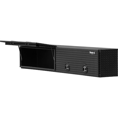 Buyers Products 96-in x 16-in x 13-in Matte Black Diamond Tread Aluminum Topsider Truck Box with Flip-Up Doors - 1722361