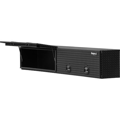 Buyers Products 96-in x 16-in x 13-in Matte Black Diamond Tread Aluminum Topsider Truck Box with Flip-Up Doors - 1722361