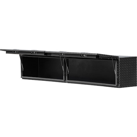 Buyers Products 96-in x 16-in x 13-in Matte Black Diamond Tread Aluminum Topsider Truck Box with Flip-Up Doors - 1722361