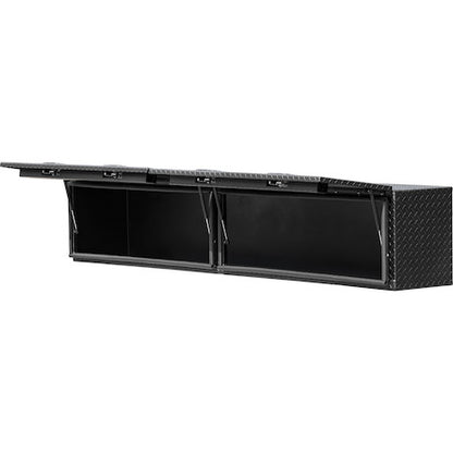 Buyers Products 96-in x 16-in x 13-in Matte Black Diamond Tread Aluminum Topsider Truck Box with Flip-Up Doors - 1722361