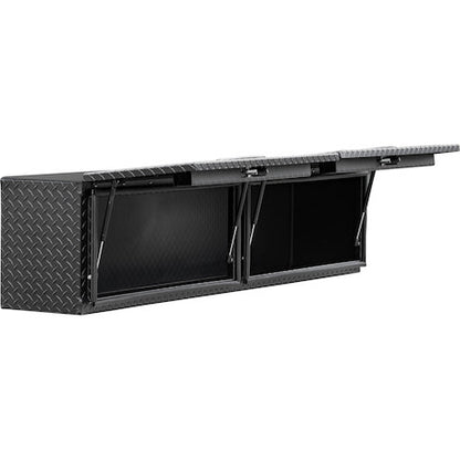 Buyers Products 88-in x 18-in x 16-in Matte Black Diamond Tread Aluminum Topsider Truck Box with Flip-Up Doors - 1722364