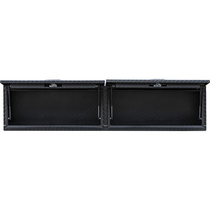 Buyers Products 88-in x 18-in x 16-in Matte Black Diamond Tread Aluminum Topsider Truck Box with Flip-Up Doors - 1722364
