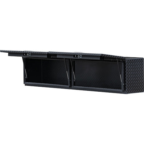 Buyers Products 90-in x 18-in x 16-in Matte Black Diamond Tread Aluminum Topsider Truck Box with Flip-Up Doors - 1722365