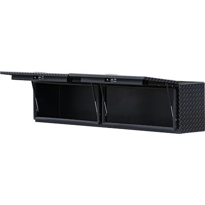 Buyers Products 90-in x 18-in x 16-in Matte Black Diamond Tread Aluminum Topsider Truck Box with Flip-Up Doors - 1722365