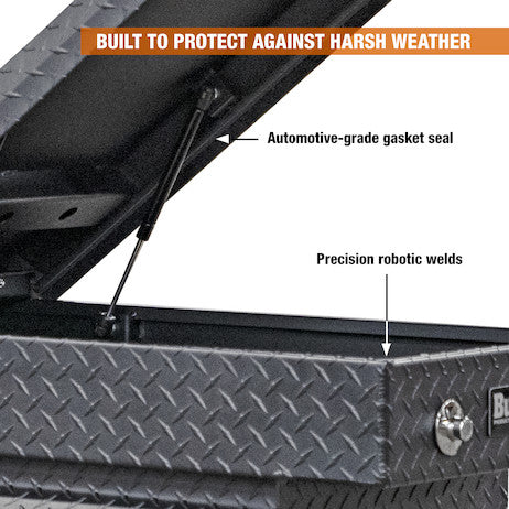 Buyers Products 18x27x71-in Textured Matte Black Diamond Tread Aluminum Gull Wing Truck Box - 1722420