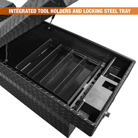 Buyers Products 18x27x71-in Textured Matte Black Diamond Tread Aluminum Gull Wing Truck Box - 1722420