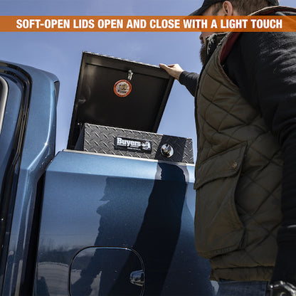 Buyers Products 18x27x71-in Textured Matte Black Diamond Tread Aluminum Gull Wing Truck Box - 1722420