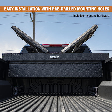 Buyers Products 18x27x71-in Textured Matte Black Diamond Tread Aluminum Gull Wing Truck Box - 1722420