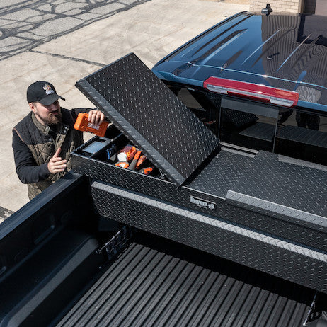 Buyers Products 18x20x71-in Textured Matte Black Diamond Tread Aluminum Gull Wing Truck Box - 1722410