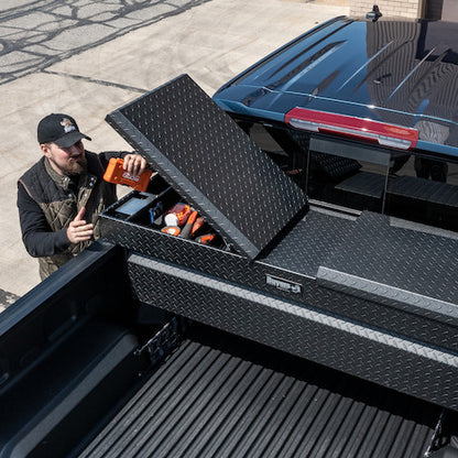 Buyers Products 18x20x71-in Textured Matte Black Diamond Tread Aluminum Gull Wing Truck Box - 1722410
