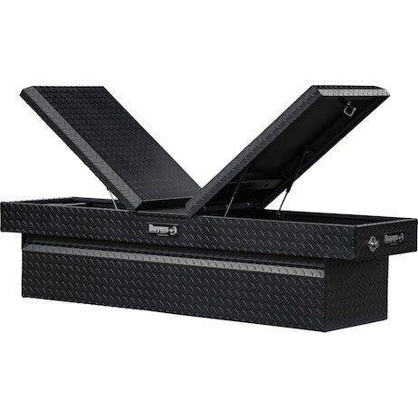 Buyers Products 18x27x71-in Textured Matte Black Diamond Tread Aluminum Gull Wing Truck Box - 1722420