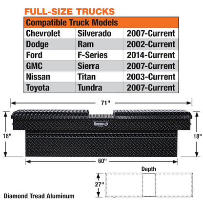 Buyers Products 18x27x71-in Textured Matte Black Diamond Tread Aluminum Gull Wing Truck Box - 1722420