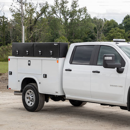 Buyers Products 96-in x 18-in x 16-in Textured Matte Black Diamond Tread Aluminum Topsider Truck Box with Flip-Up Door - 1722770