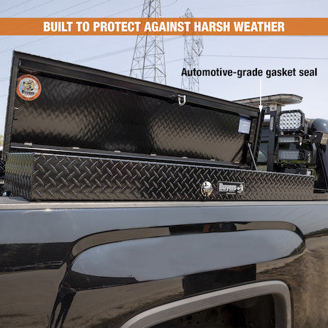 Buyers Products 87-in x 13-in x 16-in Gloss Black Diamond Tread Aluminum Lo-Sider Truck Box - 1723035
