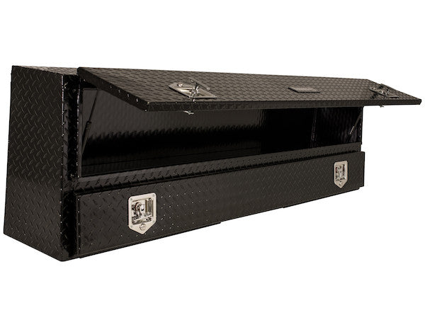Buyers Products 72-in x 21-in x 13-in Gloss Black Diamond Tread Aluminum Pick-Up Contractor with Lower Door - 1725640