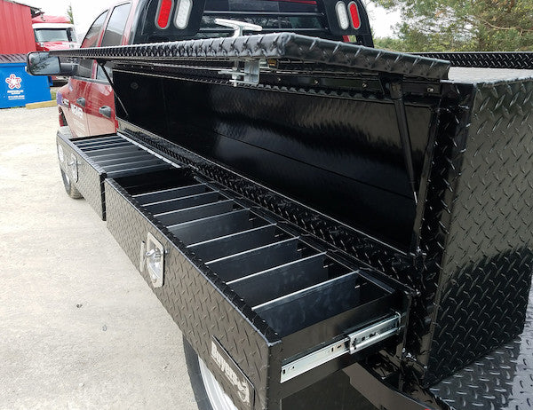 Buyers Pickup Contractor Top Mount Truck Box With Drawers 72" Gloss Black Aluminum - 1725641