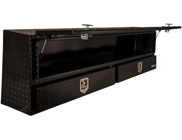 Buyers Products 88-in x 21-in x 13-in Gloss Black Diamond Tread Aluminum Pick-Up Truck Contractor Box with Lower Drawers - 1725651