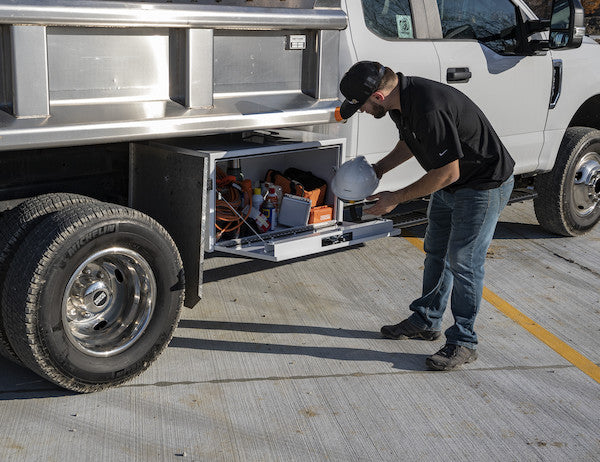 Buyers Products 24x24x30-in White Steel Underbody Truck Box with 3-Point Latch - 1734403