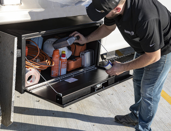 Buyers Products 36-in x 18-in x 18-in Textured Matte Black Steel Underbody Truck Box with 3-Point Latch - 1732505