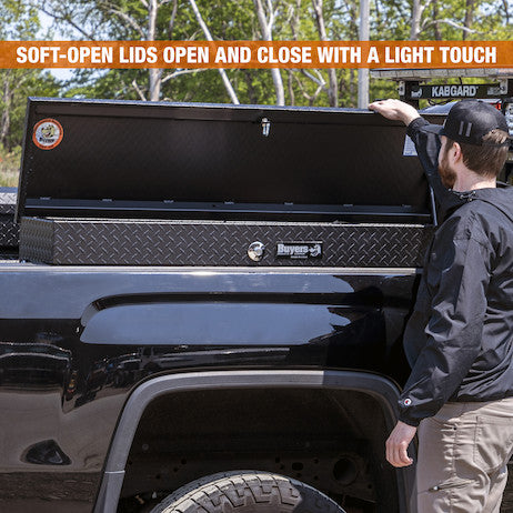 Buyers Products 56-in x 13-in x 16-in Textured Matte Black Diamond Tread Aluminum Lo-Sider Truck Tool Box - 1733025