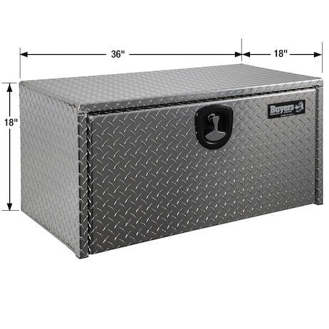 Buyers Products 36-in x 18-in x 18-in Diamond Tread Aluminum Underbody Truck Box with 3-Point Latch - 1735105