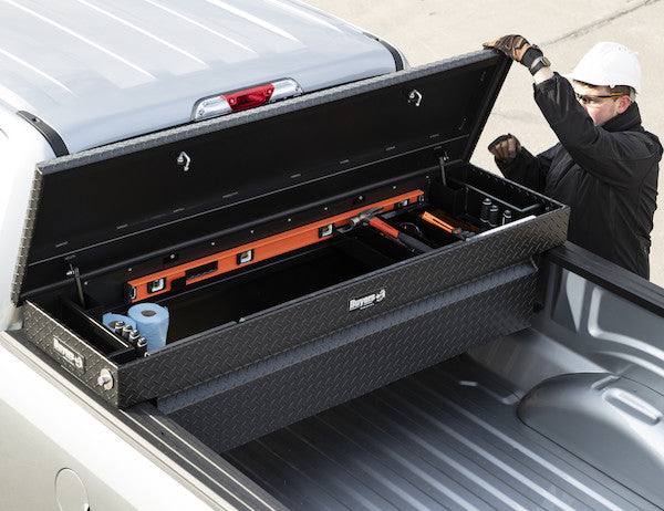 Buyers Products 13x20x63-in Gloss Black Diamond Tread Aluminum Crossover Truck Tool Box - 1729430