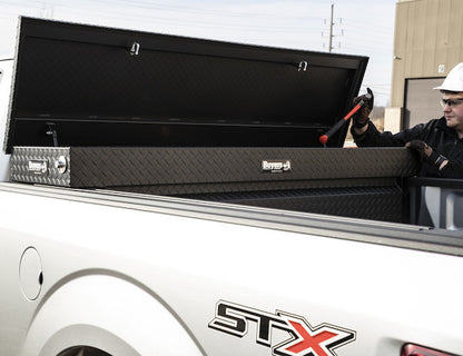 Buyers Products 71-in x 18-in x 20-in Gloss Black Diamond Tread Aluminum Crossover Truck Tool Box - 1729410