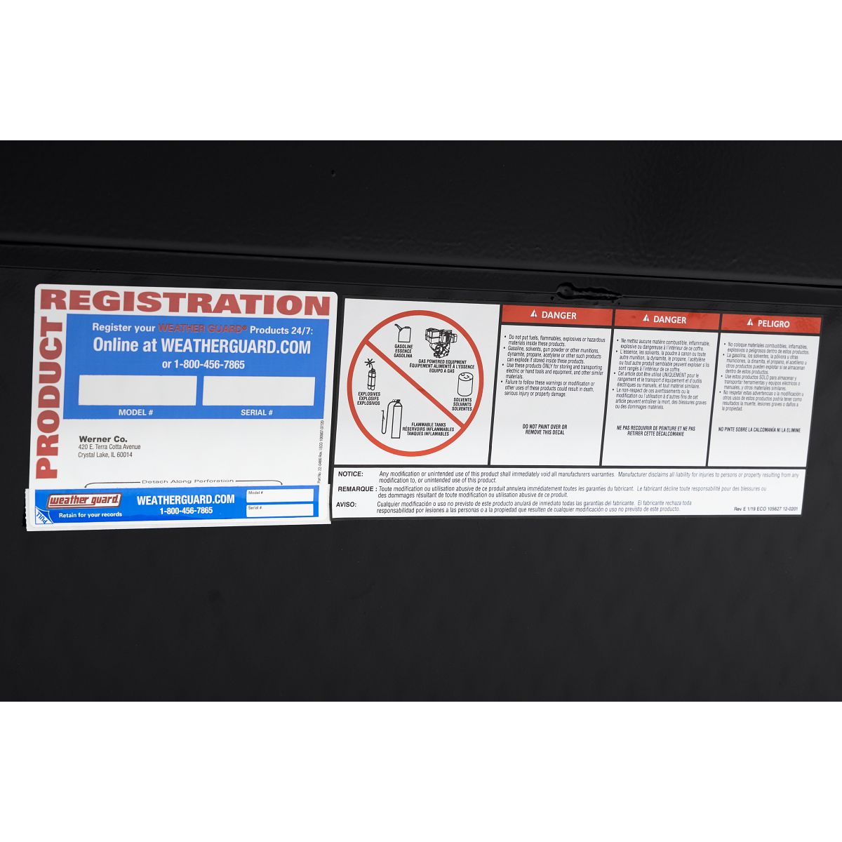 Weather Guard Side Mount Tool Box 56x17x13 Gloss Black Aluminum Standard Model 174-5-04