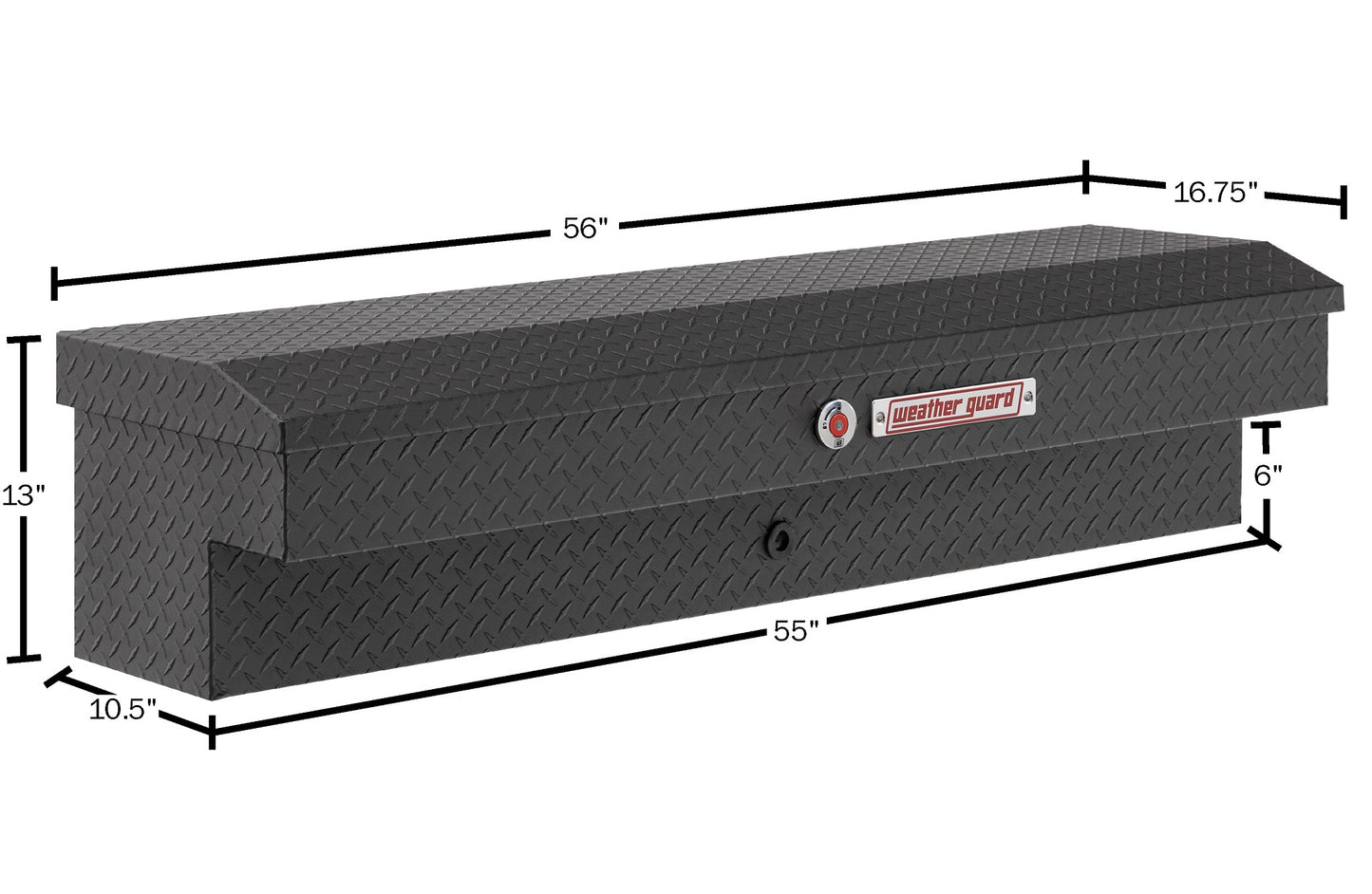 Weather Guard Side Mount Tool Box 56x17x13 Textured Matte Black Aluminum Standard Model 174-52-04