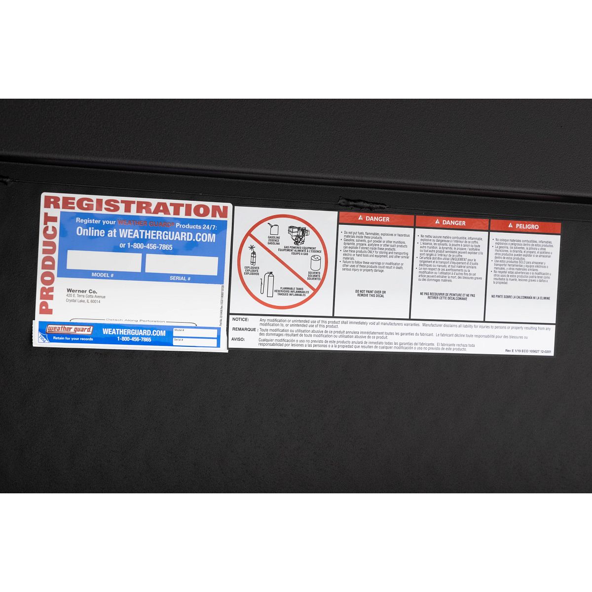 Weather Guard Side Mount Tool Box 56x17x13 Textured Matte Black Aluminum Standard Model 174-52-04