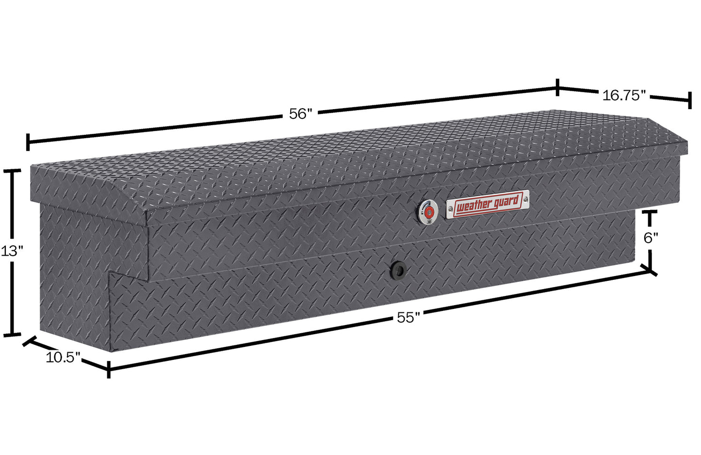 Weather Guard Side Mount Tool Box 56x17x13 Gun Metal Gray Aluminum Standard Model 174-6-04