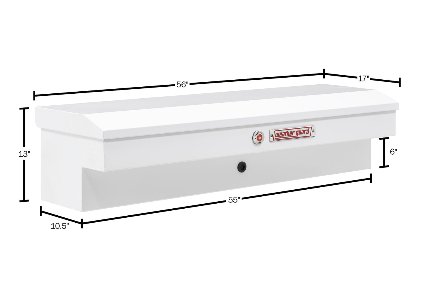 Weather Guard Side Mount Tool Box 56x17x13 White Steel Standard Model 175-3-04
