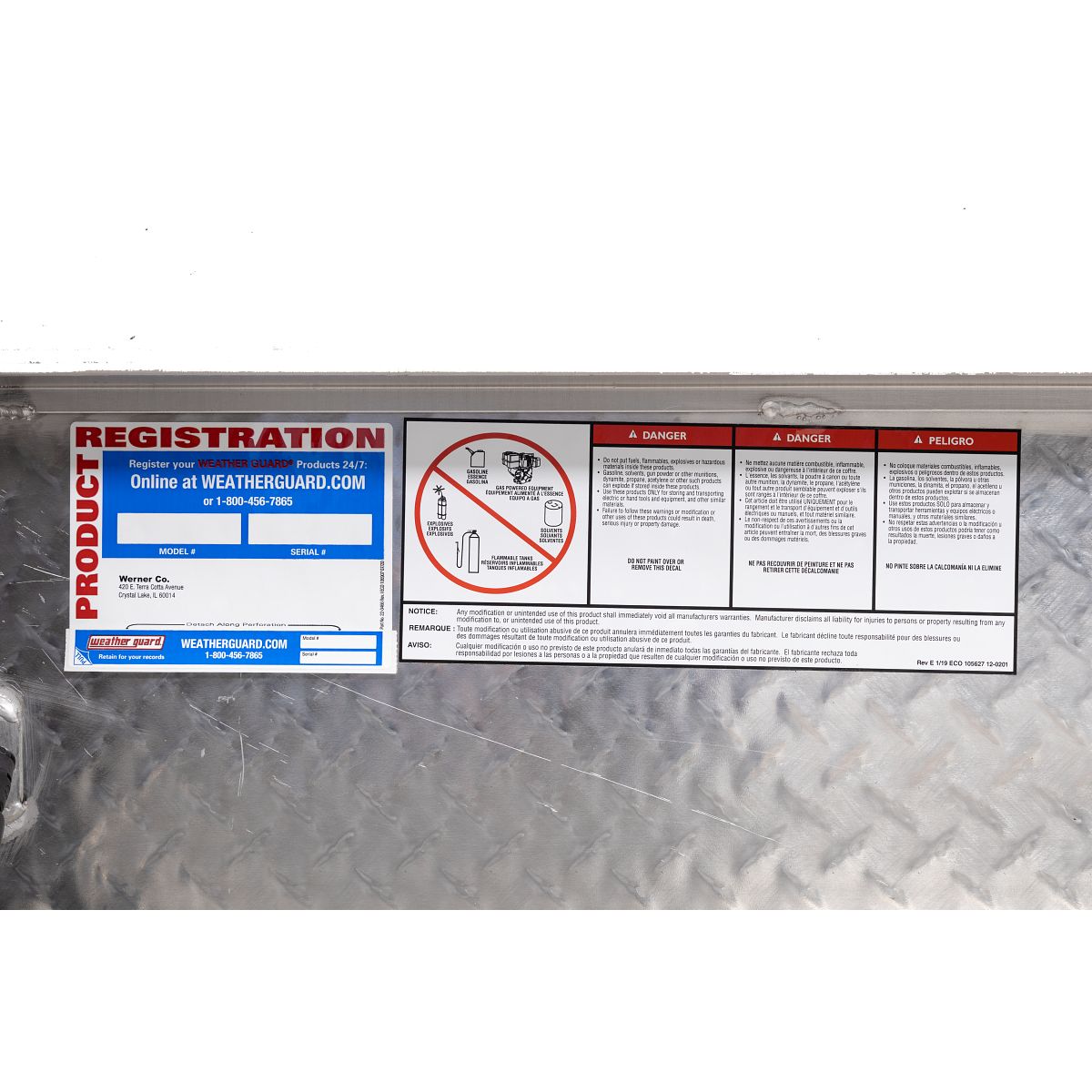 Weather Guard Side Mount Tool Box 56x17x13 Aluminum Low Profile Model 178-0-04