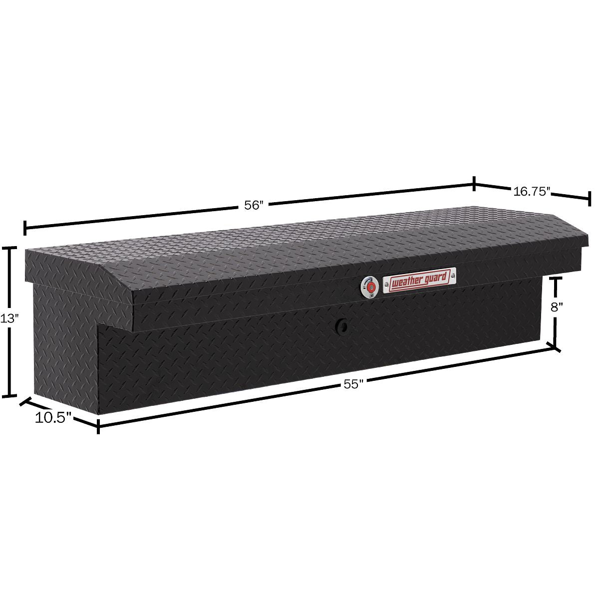 Weather Guard Side Mount Tool Box 56x17x13 Gloss Black Aluminum Low Profile Model 178-5-04