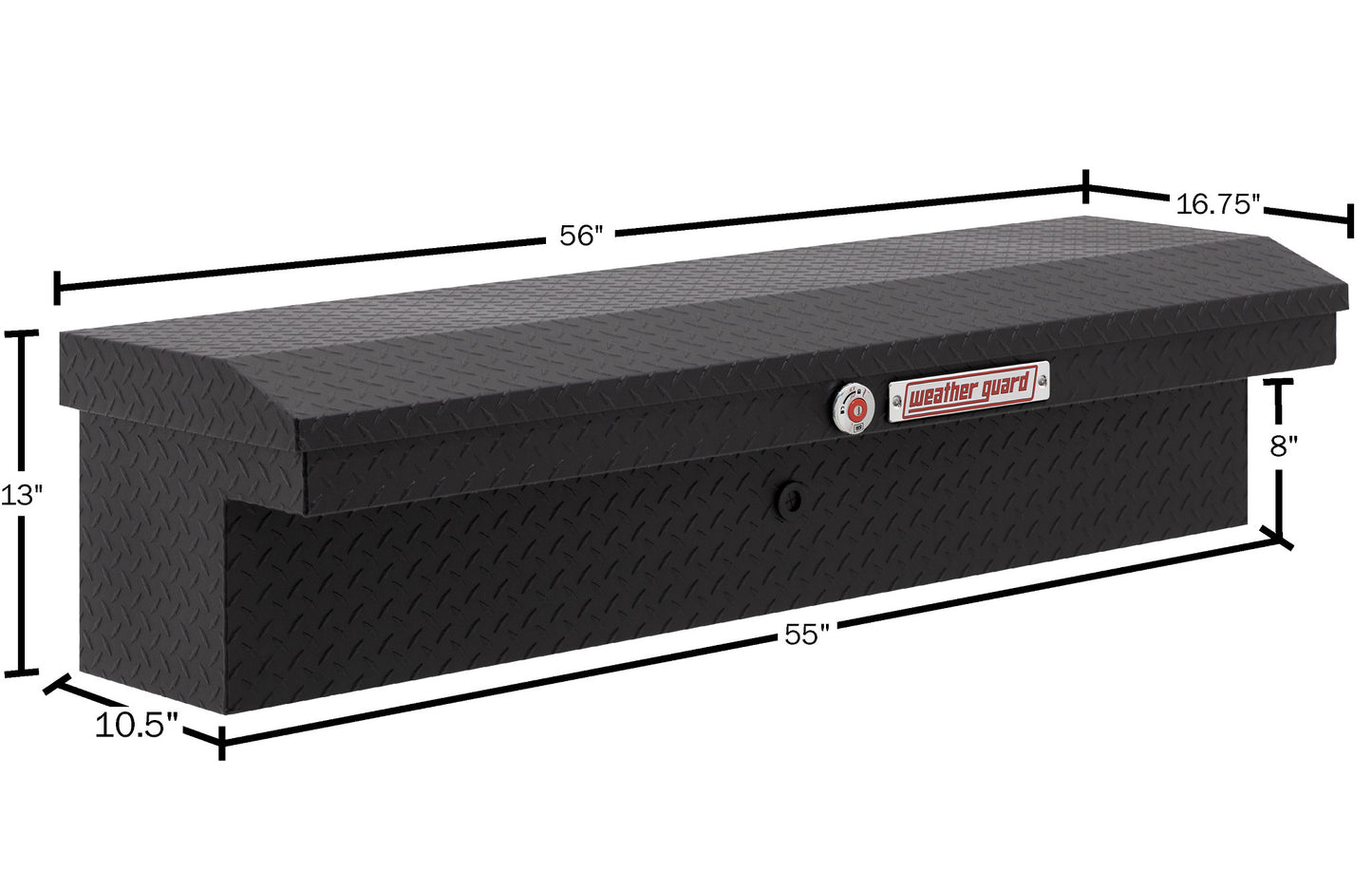 Weather Guard Side Mount Tool Box 56x17x13 Textured Matte Black Aluminum Low Profile Model 178-52-04