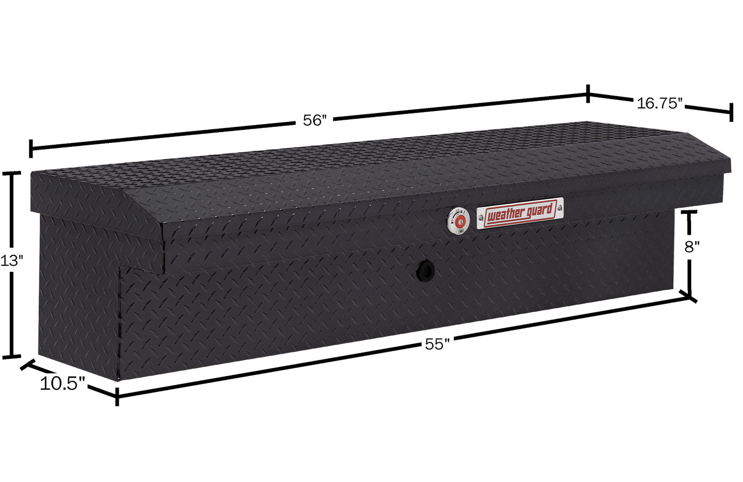 Weather Guard Side Mount Tool Box 56x17x13 Gun Metal Gray Aluminum Low Profile Model 178-6-04