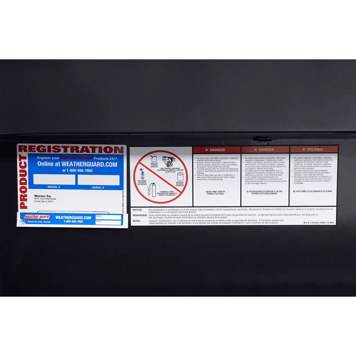 Weather Guard Side Mount Tool Box 56x17x13 Gun Metal Gray Aluminum Low Profile Model 178-6-04