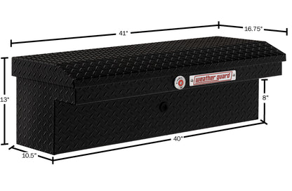 Weather Guard Side Mount Tool Box 41x17x13 Gloss Black Aluminum Low Profile Model 180-5-04