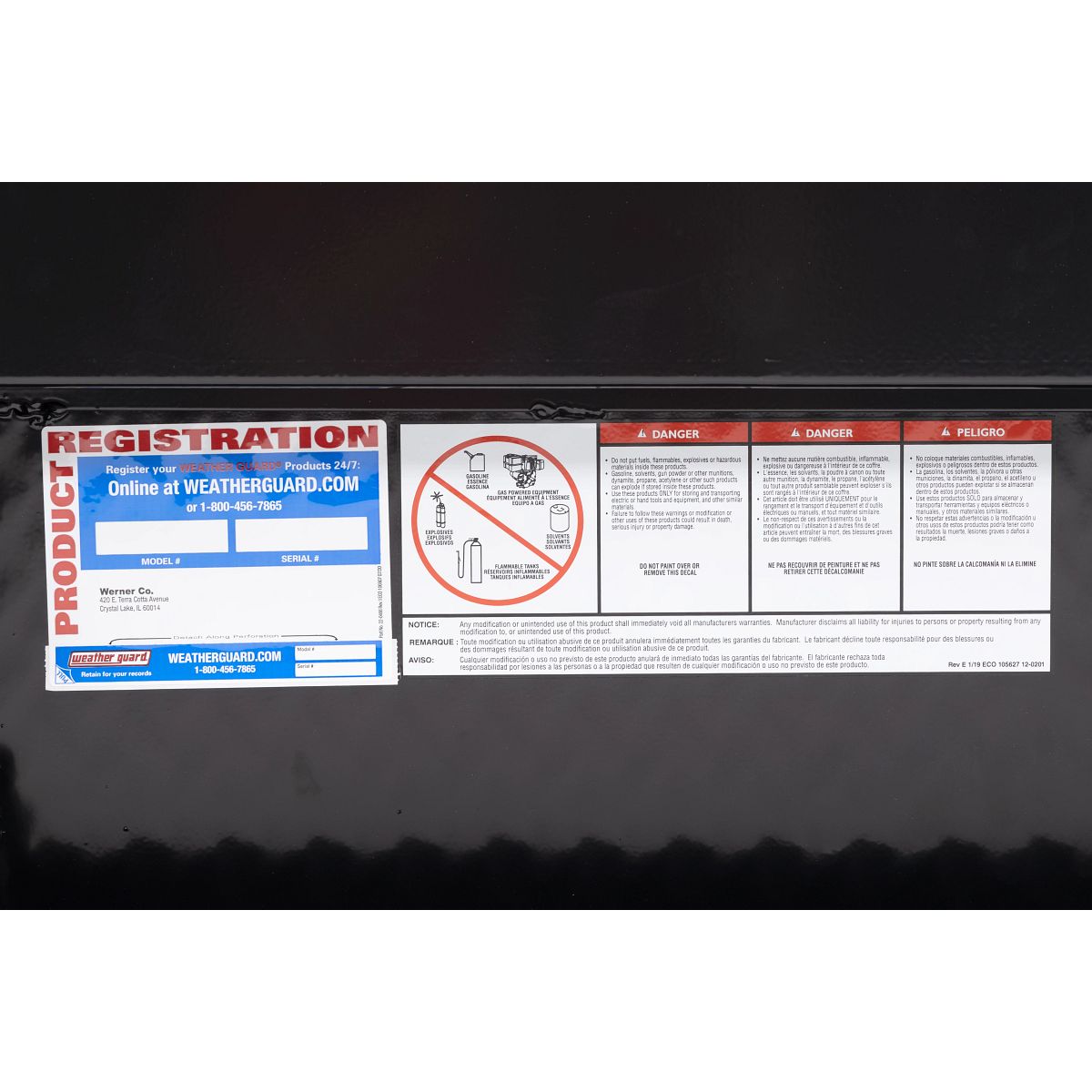 Weather Guard Side Mount Tool Box 41x17x13 Gloss Black Aluminum Low Profile Model 180-5-04
