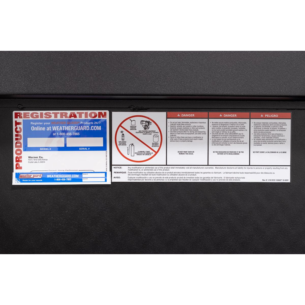 Weather Guard Side Mount Tool Box 41x17x13 Textured Matte Black Aluminum Low Profile Model 180-52-04